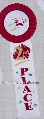 11" Multi-color Stock Rosette Ribbon With String Back - 2nd Place