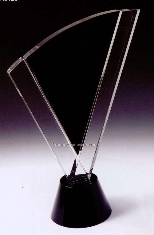 12-1/2"x8-1/4"x4" Black Optic Crystal Flame Award W/ Base