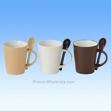 12 Oz Ceramic Latte Mug With Spoon