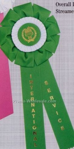 15-1/4" Custom Rosette Ribbon With Double 2"x11" Streamer