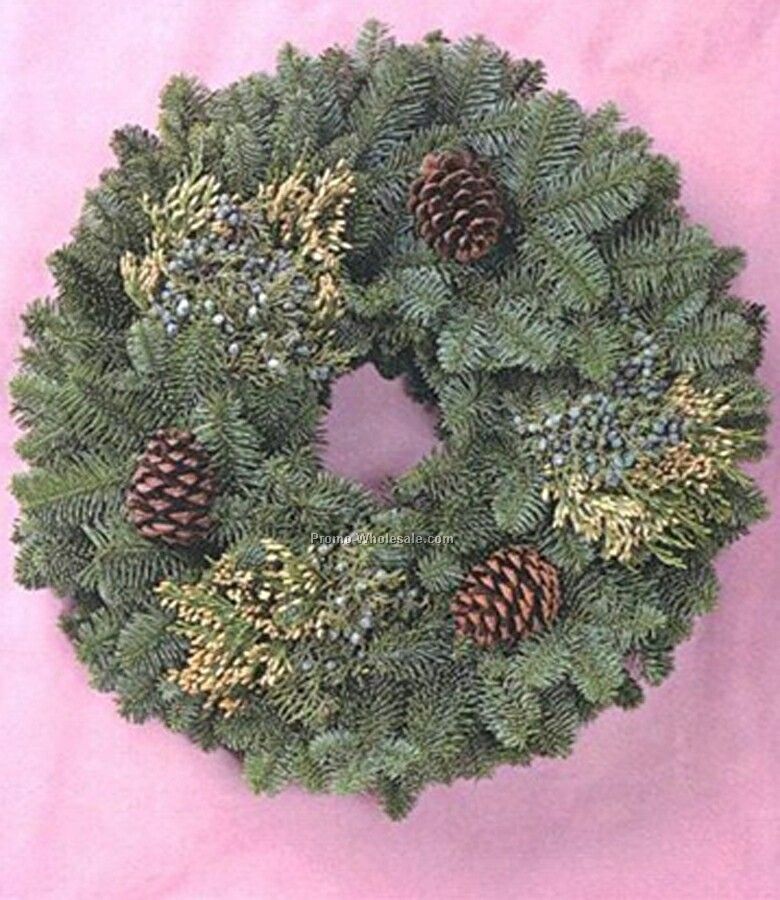 16" Holiday Gift Decorated Noble Fir Wreath