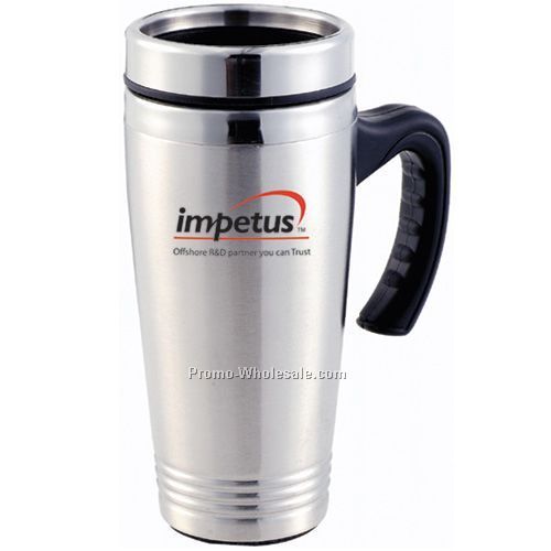 16 Oz. Stainless Travel Mug W/ Liner & Half Handle