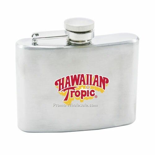 2-1/2"x4-1/2"x3/4" 4 Oz. Stainless Steel Hip Flask - Laser