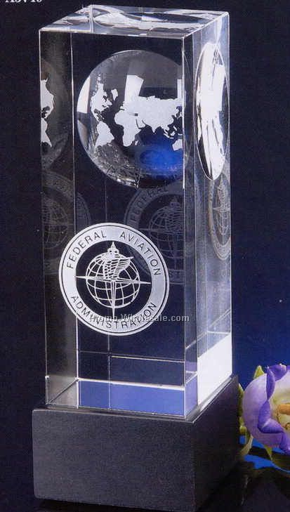2-1/4"x6-3/8"x2-1/4" Optimaxx Globe Tower Award W/ Base