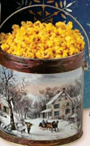 2 Gallon Designer Popcorn Tin W/ Caramel Popcorn