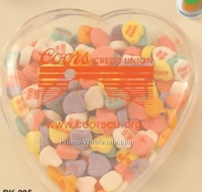 2 Piece Plastic Heart Container W/ Conversation Hearts 5-7/8"x5-1/4"x1-5/8"