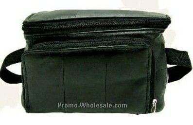 25cmx16cmx10cm Black Lambskin 4-zipper Waist Wallet Fanny Pack W/Loops