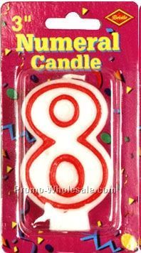 3" Outlined Number 8 Numeral Candle
