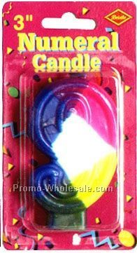 3" Rainbow Number 9 Numeral Candle