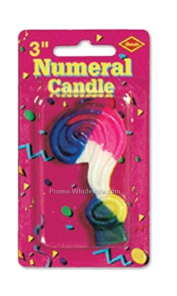 3" Rainbow Question Mark Numeral Candle