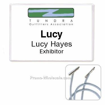 3-1/2"x2-1/4" Rigid Vinyl Nametag Holder W/ Elastic Cord