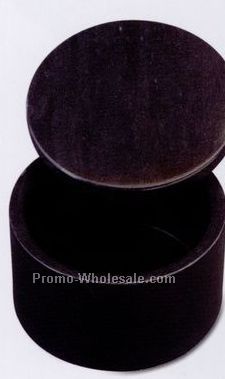 3"x2" Round Box W / Removable Lid - Jet Black