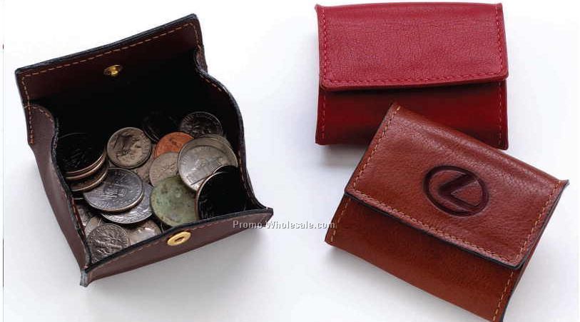 3"x2-1/2" Business Leather Compact Coin Purse