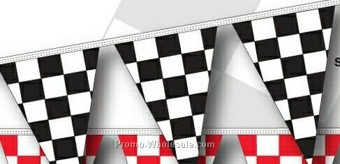 30' 4 Mil Triangle Checkered Race Track Pennant - Black/ White