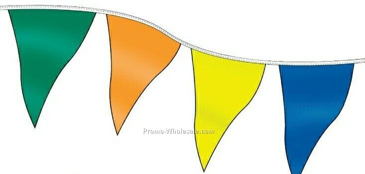 30' Stock Poly Pennants 12 Per String - Black/ Orange