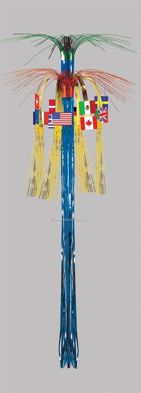 36" International Flag Cascade Hanging Column