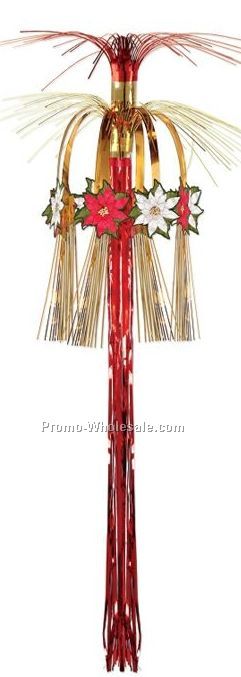 36" Poinsettia Cascade Hanging Column