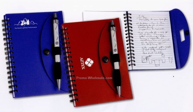 4-1/2"x6"x3/8" Spiral Ring Notebook With Snap Closure & Elastic Pen Loop