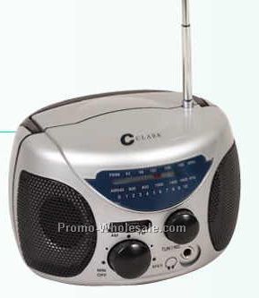 4-3/4"x3-1/2"x3" Silver Mini AM/FM Boom Box Radio