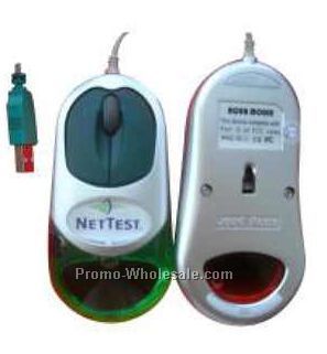 4.72"x2.44"x1.42" White Optical Mouse With Green Liquid (Usb)