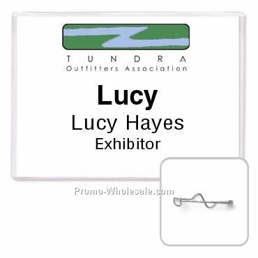 4"x3" Rigid Vinyl Nametag Holder W/ Pin