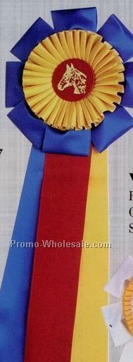 40-1/2" Custom Rosette Ribbon With Triple 2-1/2"x36" Streamer & 8" Head