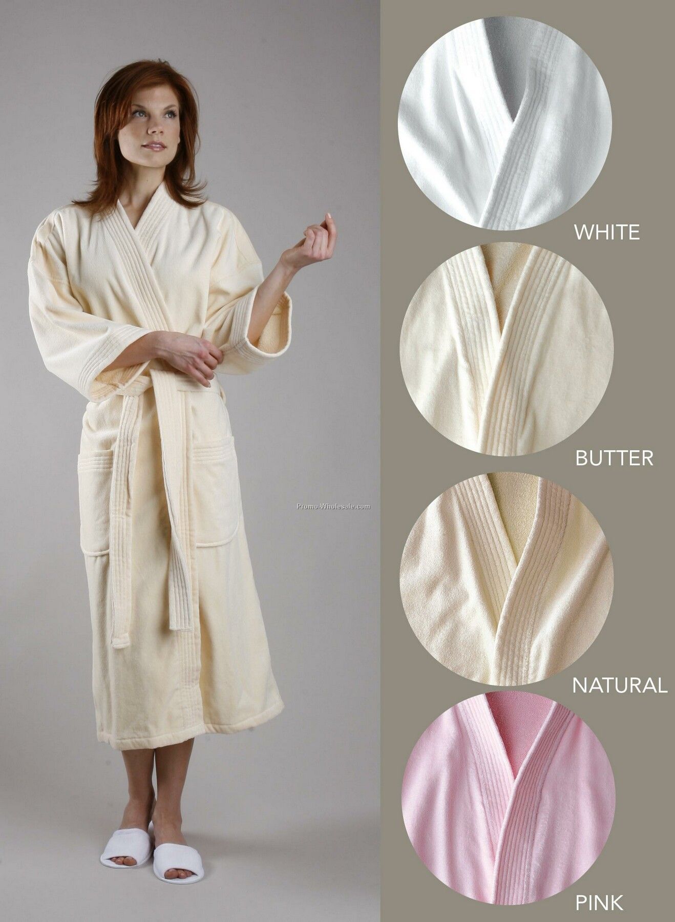 48" Turkish Luxury Hotel Velour Kimono Robe (Osfm)