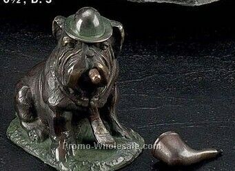 5-1/2"x3-1/2"x8" Bull Dog With Cigar Or Pipe Sculpture