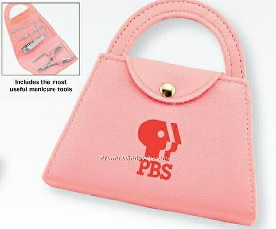 5 Piece Manicure Set With Pink Purse