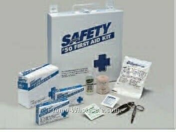 50 Unit Plastic First Aid Kit (10"x10"x2-3/4")