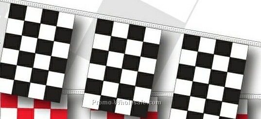 60' 8 Mil Rectangle Checkered Race Track Pennant - Black/ White