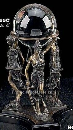 8" Bronze Lady Justice Ball Holder