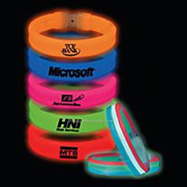 8-1/4"x1/2" Glow Bracelet (Triple Wide) - Tri Color Red/ Green/ Blue