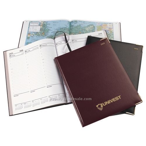 8-1/4"x10-1/4" Black Bonded Leather Desk Planner