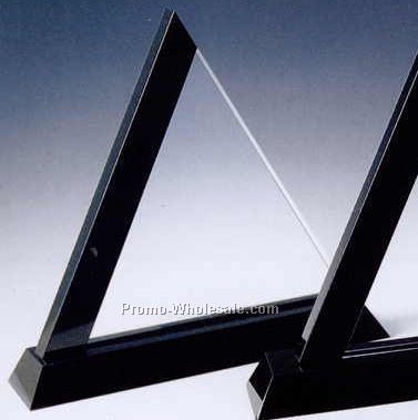 8"x8-1/4"x2-1/4" Black Optic Crystal Triangle Award W/ Base