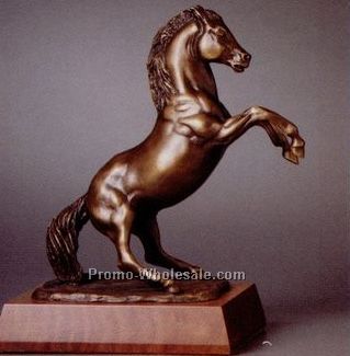 9-1/2"x6-1/2" Bronze Rearing Horse Sculpture