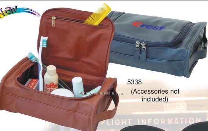 9-1/2"x6"x3-1/2" Leatherette Lined Deluxe Travel Kit