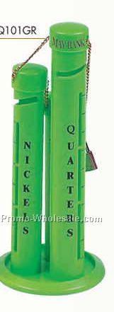 9"x3-1/2"x3-1/2" Green Coin Bank