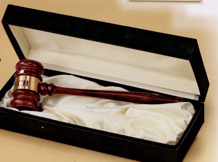American Walnut Standard President Gavel W/ Presentation Case
