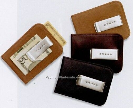 Autocross Leather Money Clip Card Case - Black