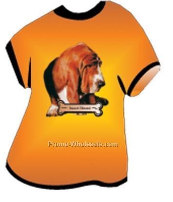 Basset Hound Acrylic T Shirt Coaster W/ Felt Back
