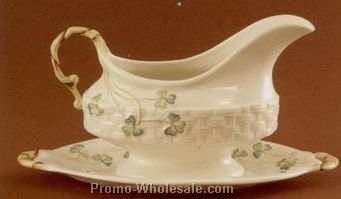Belleek Shamrock Sauce Boat & Tray/ Limited Edition - 1200 Pieces