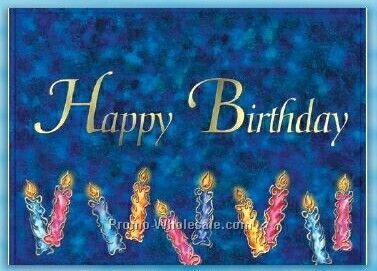 Blue Happy Birthday W/ Candles Everyday Greeting Card