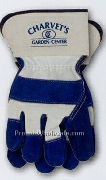 Blue Leather Palm Safety Cuff Work Glove