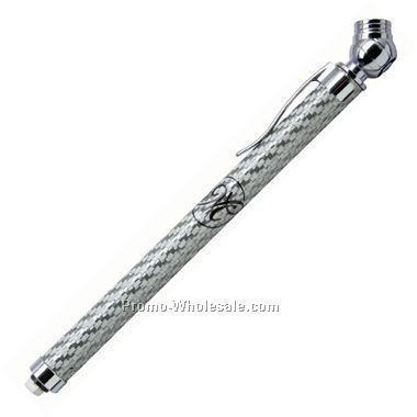 Brass Tire Gauge W/ Shiny Chrome Findings - Silver Carbon Fiber - Screened