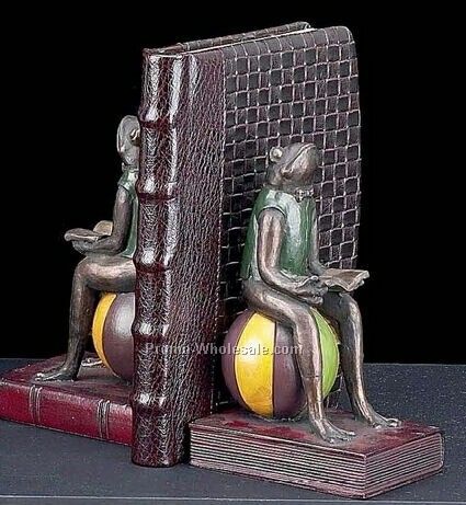Bronzed Brass Frog Bookends