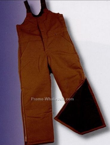 Brown 10 Oz. Duck Insulated Bib Overalls W/ Knee Zipper (30" To 44" Waist)