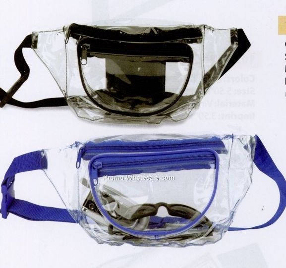 Clear 3 Pocket Fanny Pack - 10"x3"x6-1/2"