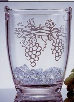 Clear Thick Acrylic Wine Bucket With Frosted Grape Design