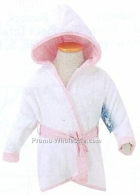 Cotton Terry Embroidered Robes W/ Hoodie (Up To 12 Months)
